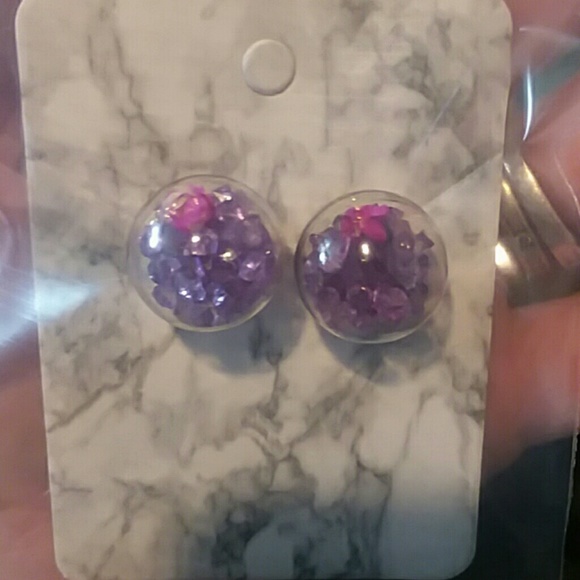 Jewelry Glass Ball Earrings W Crystal Rhinestonesflowers Poshmark